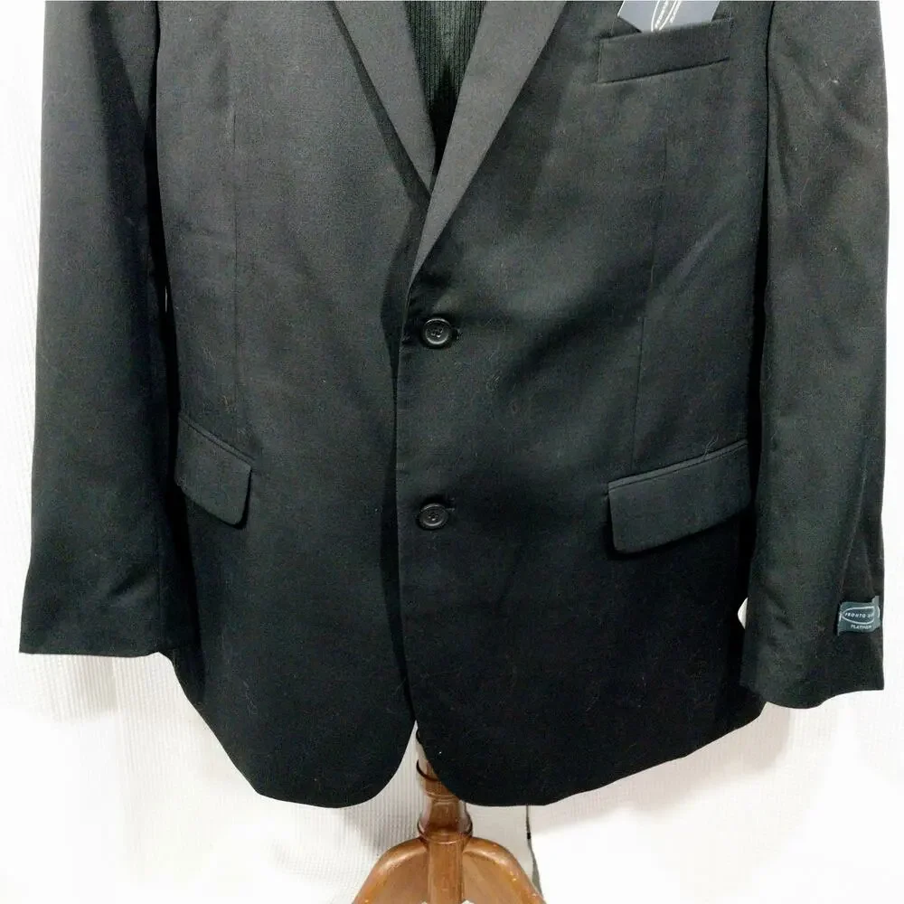 NWT@$395! PRONTO UOMO! PLATINUM LUXE BLACK 100% FINE WOOL DRESS JACKET! SZ 48L